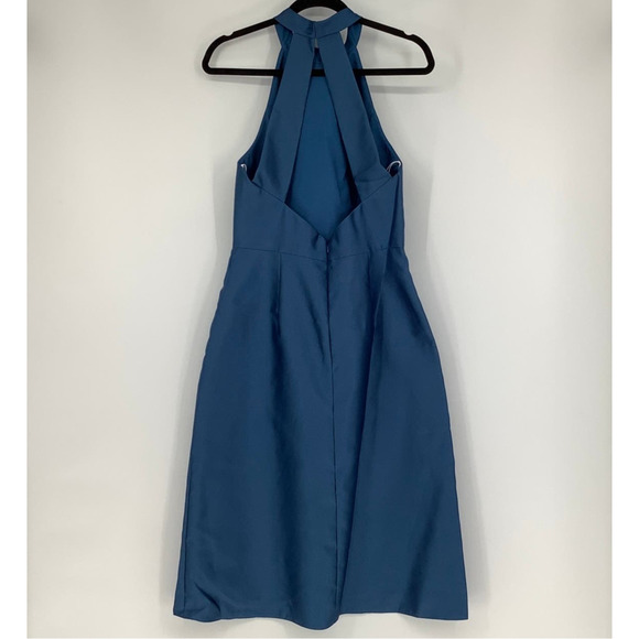 NEW! Alfred Sung Sz 10 High Neck Open Back Satin Cocktail Dress $200 msrp I22-15 - Picture 4 of 11